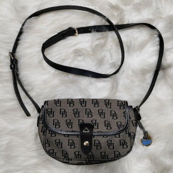 Dooney And Bourke Monogram Logo Canvas Crossbody Bag Gray Small - Picture 1 of 13